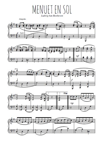 Téléchargez l'arrangement pour piano de la partition de Menuet en sol en PDF